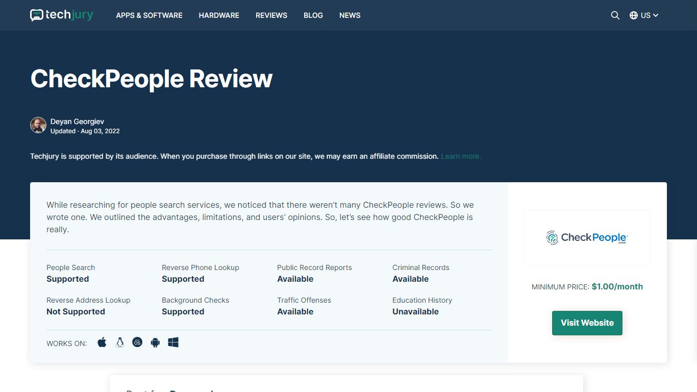 CheckPeople Review 2022 - Is It Legit? [We Tested It] - Techjury